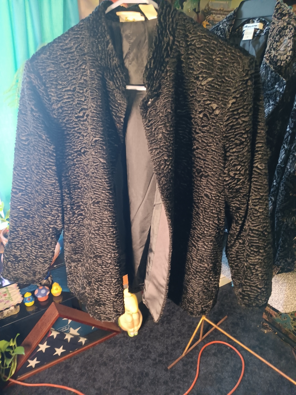 Alfred Dunner Black Textured Faux Fur Jacket